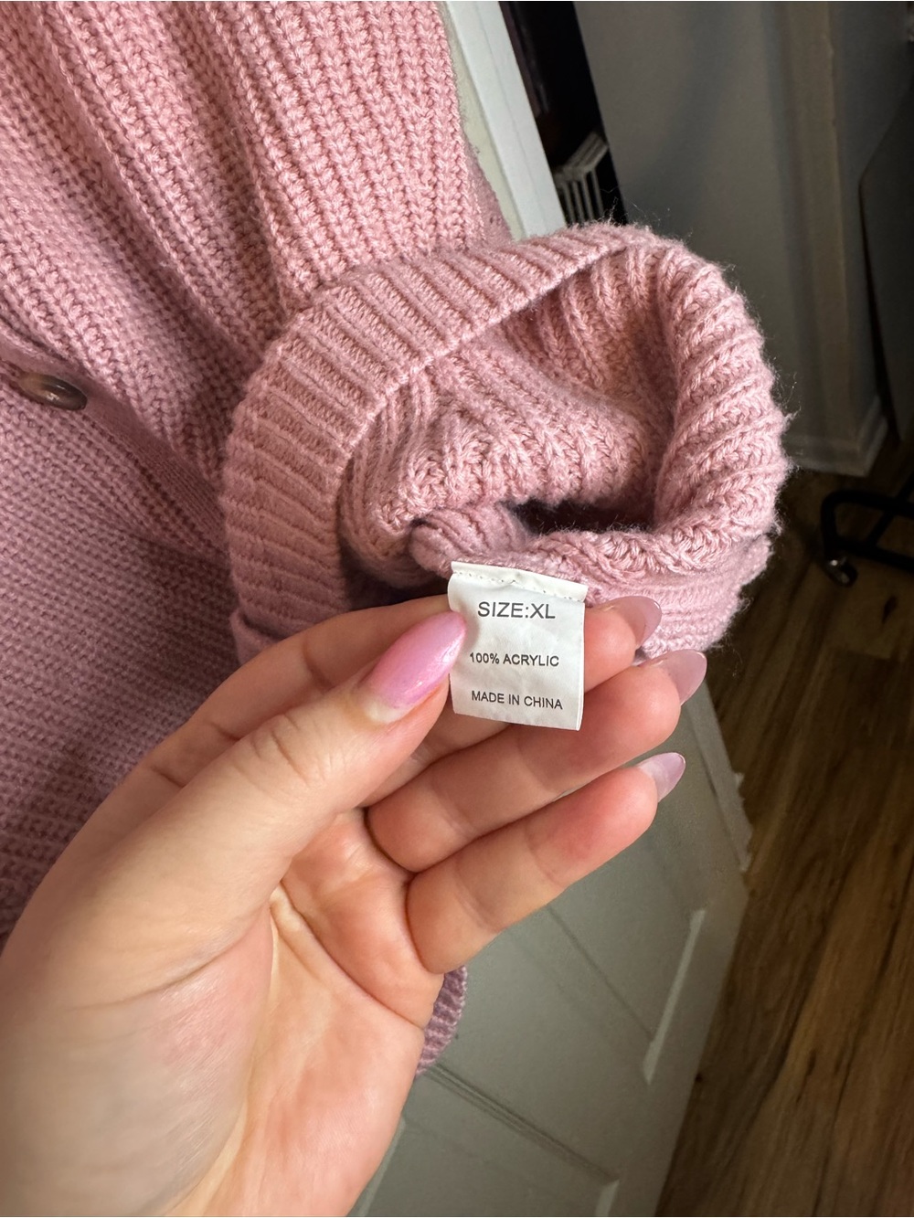Women's Dusty Pink Knit Cardigan Sweater - XL - Picture 5 of 5
